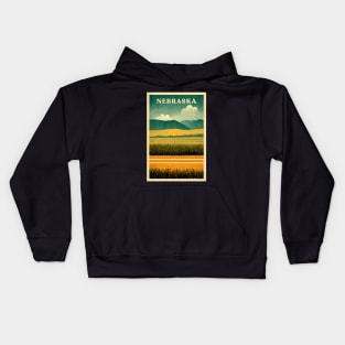 Nebraska Retro Travel Kids Hoodie